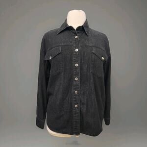 Outbrook Women's Black Charcoal Denim Shirt Western Large